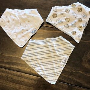Set of 3 copper pearl baby bandana bibs